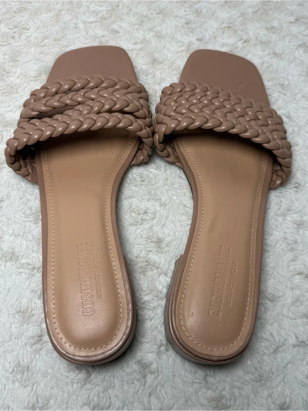 Braided Strap Slide Sandals in Taupe for Women
